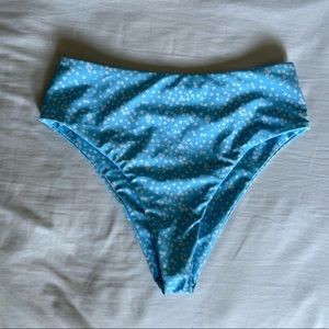 High waisted blue floral bikini bottom